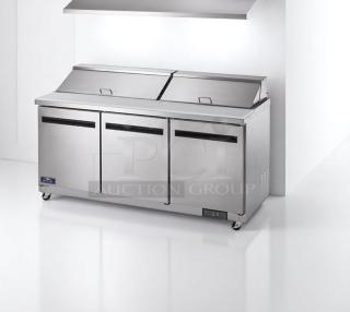 Excellent Condition – Arctic Air AST72RZ – 3-Door Refrigerated Sandwich Prep Table – 115V – Fully Tested & Working!
