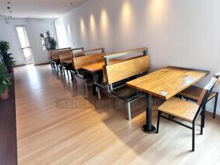 Excellent Condition  –  Lot of 5 –  Solid Wood Booth Tables – 48"x30" – Clean & Sturdy