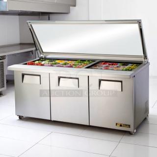 Excellent Condition – True TSSU-72-30M-B-ST – 3-Door Refrigerated Sandwich Prep Table – 115V – Fully Tested & Working!