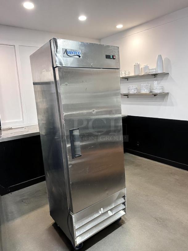 Avantco commercial stainless steel freezer, single door, and good condition. Features digital temperature control.