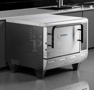 Stainless steel commercial convection oven, brand TurboChef, sleek design, good condition, digital controls.