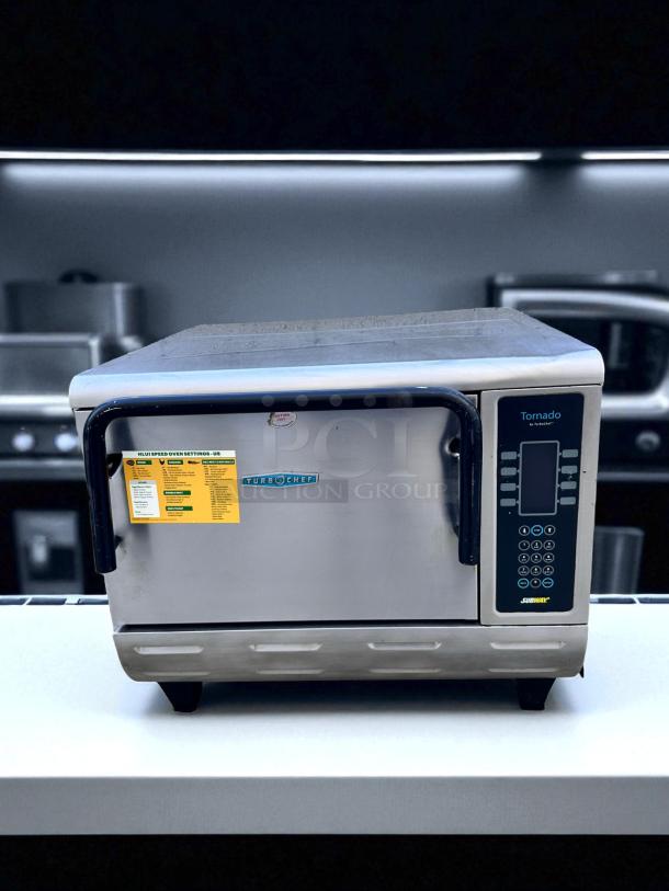 TurboChef Tornado commercial oven, stainless steel, digital controls, good condition, features Subway branding and settings label.