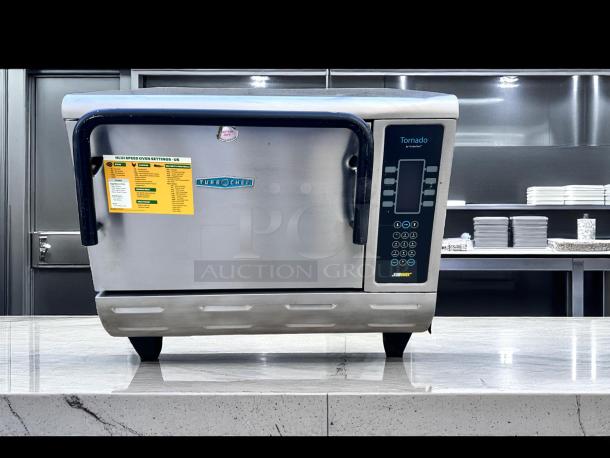 TurboChef Tornado oven, stainless steel, digital controls, "Subway" label, high-speed settings sticker, excellent condition.