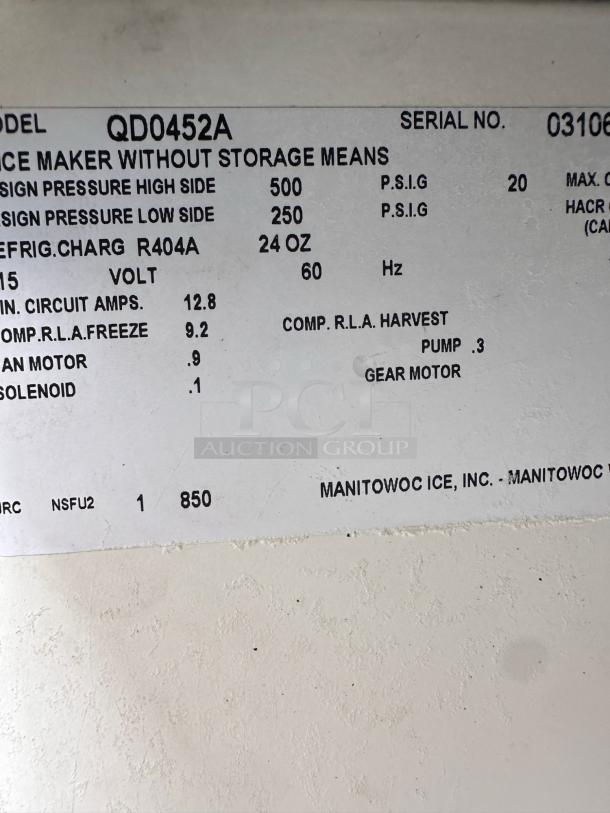 Awesome Condition – Manitowoc QD0452A – Ice Maker Head Unit – 115V – Fully Tested & Working! - Image 8 of 8