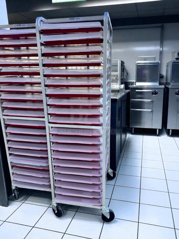 Awesome Condition – Lot of Channel Pan Rack with Trays – Commercial Kitchen Use – NSF – Fully Tested & Rolling Smoothly! - Image 1 of 4