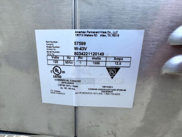 Excellent Condition – APW Wyott W-43V – Countertop Food Warmer – 120V – Fully Tested & Working! - Image 5 of 5