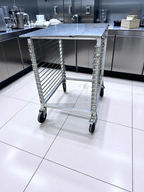 Excellent Condition – Stainless Steel Mobile Pan Rack – 10-Slot Tray Stand on Wheels – Fully Tested & Working! - Image 1 of 4