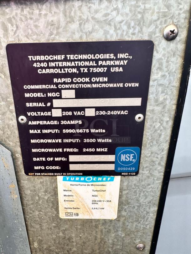Outstanding Condition – TurboChef NGC – Rapid Cook Oven – 208/240V – Fully Tested & Working! - Image 9 of 9