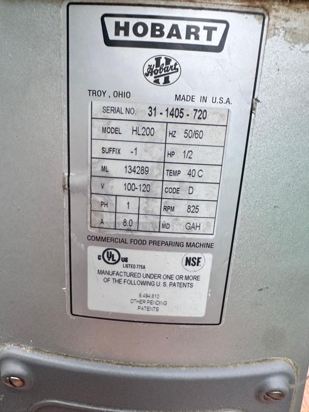 Awesome Condition – Hobart HL200 – 20 Qt Commercial Planetary Mixer – 115V – Fully Tested & Working! - Image 6 of 6