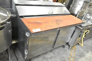 Beverage Air SP48-12C Stainless Steel Commercial Sandwich Salad Prep Table Bain Marie Mega Top on Commercial Casters. 115 Volts, 1 Phase.