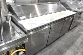 Avantco 178SSPT71 Stainless Steel Commercial Sandwich Salad Prep Table Bain Marie Mega Top on Commercial Casters. 115 Volts, 1 Phase.