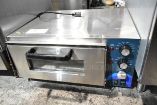 BRAND NEW SCRATCH AND DENT! 2023 Hoocoo CMO-1 Stainless Steel Commercial Countertop Electric Powered Pizza Oven w/ Cooking Stone. 120 Volts, 1 Phase. - Item #1191189