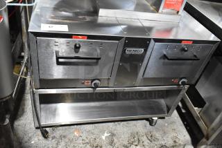 Nemco 8082-BW Stainless Steel Commercial 2 Drawer Warmer w/ Under Shelf on Commercial Casters. 120 Volts, 1 Phase.