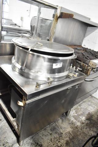 Market Forge MT40 Stainless Steel Commercial Floor Style 40 Gallon Steam Kettle.