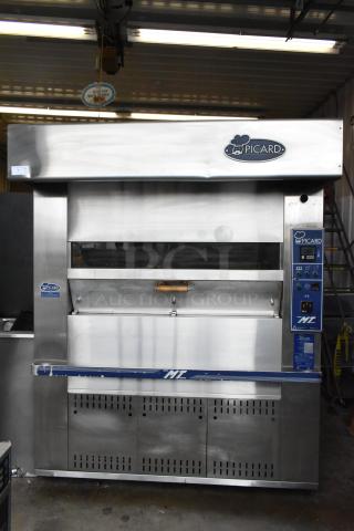 Picard MT-8-24 MT Series Stainless Steel Commercial Floor Style Propane Gas Powered Pan Revolving Tray Oven w/ Hood. 180,000 BTU.