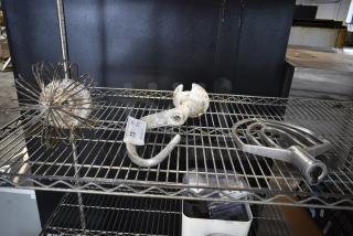 3 Various 20 Quart Metal Commercial Mixer Attachments Including Dough Hook, Paddle and Whisk. 3 Times Your Bid! - Item #1191305