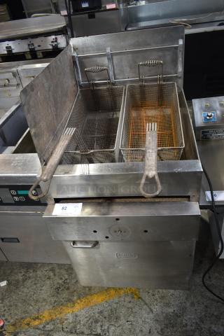Keating Stainless Steel Commercial Floor Style Deep Fat Fryer w/ 2 Metal Fry Baskets.