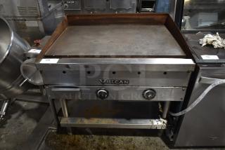 Vulcan Stainless Steel Commercial Gas Powered Flat Top Griddle w/ Under Shelf.