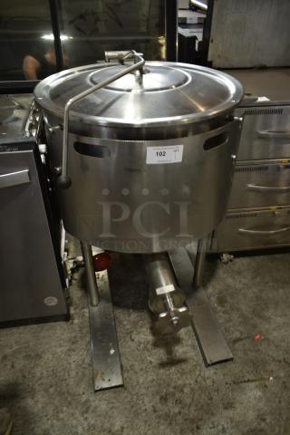 Cleveland KDL40 Stainless Steel Commercial Direct Steam Powered Floor Style 40 Gallon Steam Kettle.