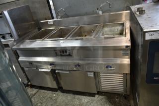 2020 H&K International Stainless Steel Commercial 4 Bay Hot Dog Cooker on Commercial Casters. 120/208-240 Volts, 3 Phase.