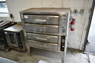 2 Blodgett Stainless Steel Commercial Single Deck Gas Powered Pizza Oven on Metal Legs. 2 Times Your Bid! - Item #1191458