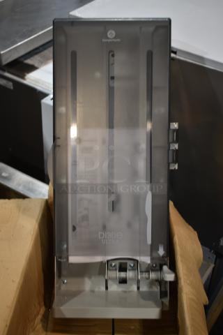 BRAND NEW SCRATCH AND DENT! Georgia Pacific Gray Poly Plastic Utensils Dispenser.