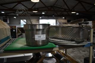 ALL ONE MONEY! Lot of Various Items Including Stainless Steel Cylindrical Bin, Cutting Board, Round Metal Pizza Pans. - Item #1191479