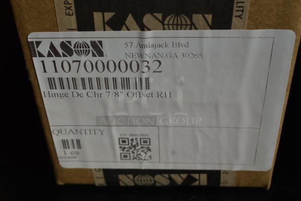 4 BRAND NEW SCRATCH AND DENT! Items Including Kason® 1802 LED GU24 Type A Lamp 11W for Walk-In Coolers and Freezers 507802CAGU24, Kason® 930 Series Trigger Action Latch Strike (Flush - 3/8") 507930A00004, Kason® 11070000032 6 1/16" x 3 1/8" Surface Mount Door Hinge with 7/8" Offset 507070000032, Kason® 1661 1 1/2" - 4 1/2" Adjustable Stainless Steel Hex Foot Insert for 1 5/8" Tubing 507661000257, Kason® 1255 Pacesetter Hinge (Textured Panel, Brushed Chrome). 4 Times Your Bid! - Image 7 of 13