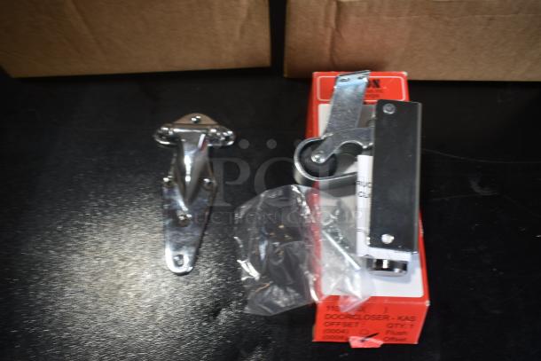 2 BRAND NEW SCRATCH AND DENT! Items Including Kason® 1070 Narrow Flange Hinge (Right Hand, Flush Mount) 507070000004 and Kason® 11092000008 2 1/4" x 4 5/8" Hydraulic Door Closer with 1 1/8" Offset 507092000008. 2 Times Your Bid! - Image 1 of 5