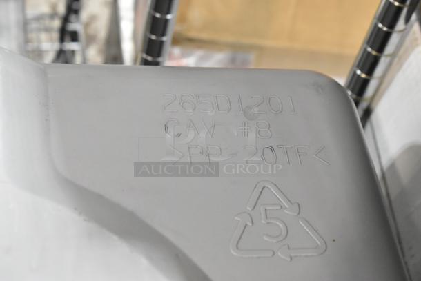 Recyclable plastic container with markings: "265D1201 CAV #8 PP-20TF" and recycling symbol 5, in good condition.