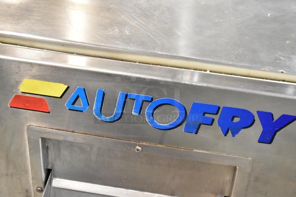 AutoFry commercial fryer, stainless steel, logo displayed, suitable for automated frying, visible wear but functional.