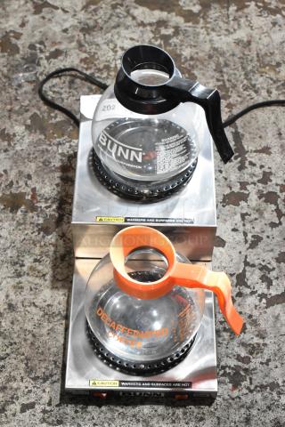 Bunn WL2 Stainless Steel Countertop 2 Burner Coffee Pot Warmer w/ 2 Coffee Pots. 115 Volts, 1 Phase. - Item #1191567