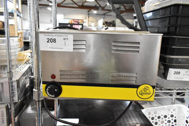 Qualite stainless steel commercial toaster, with adjustable knob and indicator light. Auction tag reads "208 QTY 1."