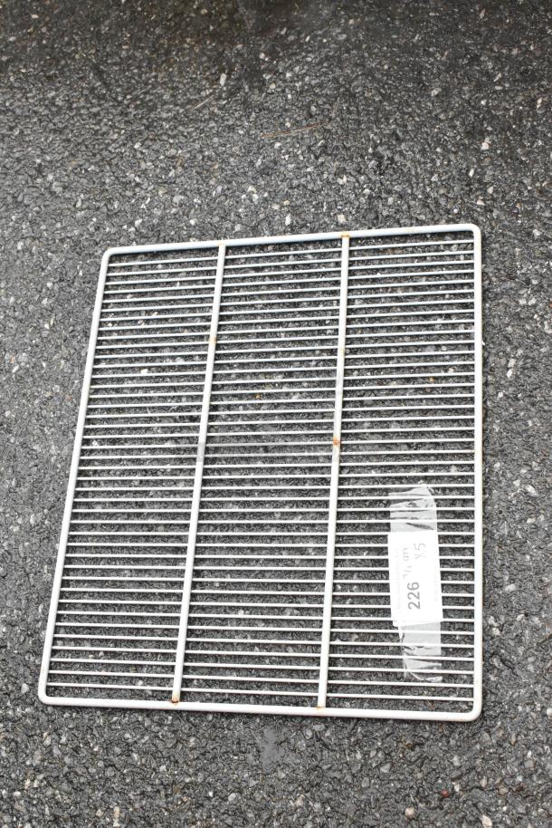 Metal wire grate with white coating, showing mild rust spots. Label reads "LOT 226 QTY 5". Suitable for shelving or ventilation.
