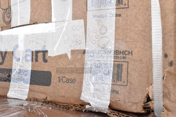 Close-up of a damaged cardboard box with water droplets, labeled "Made in China" and "1/Case," showing shipping barcodes.