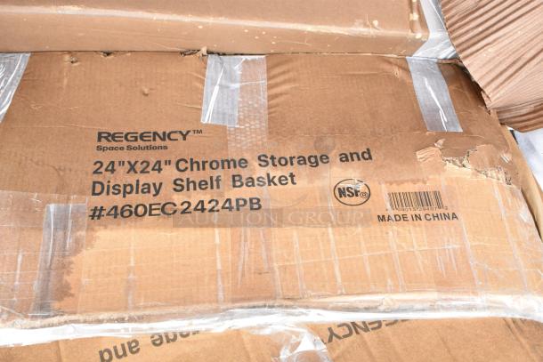 Regency Chrome Storage Shelf Basket, 24"x24", model #460EC2424PB, new in packaging, NSF certified, Made in China.