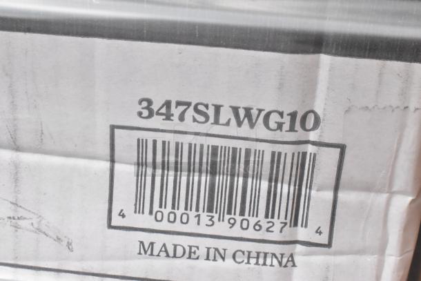 Cardboard box with barcode 00013906274 and model number 347SLWG10. Marked "Made in China." Box in worn condition.