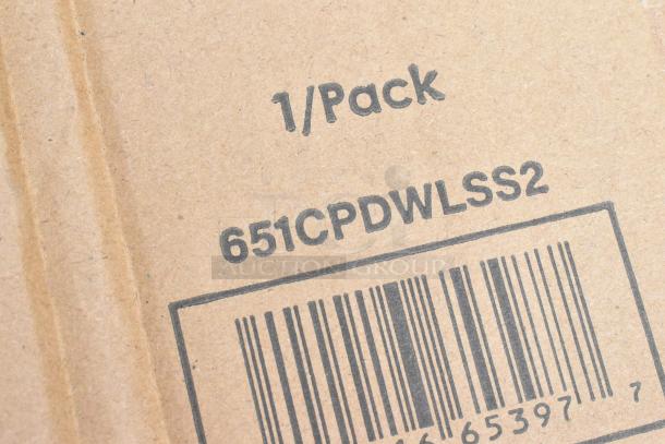 Cardboard box with "1/Pack" and "651CPDWLSS2" label, featuring a barcode. Ideal for packaging or storage.