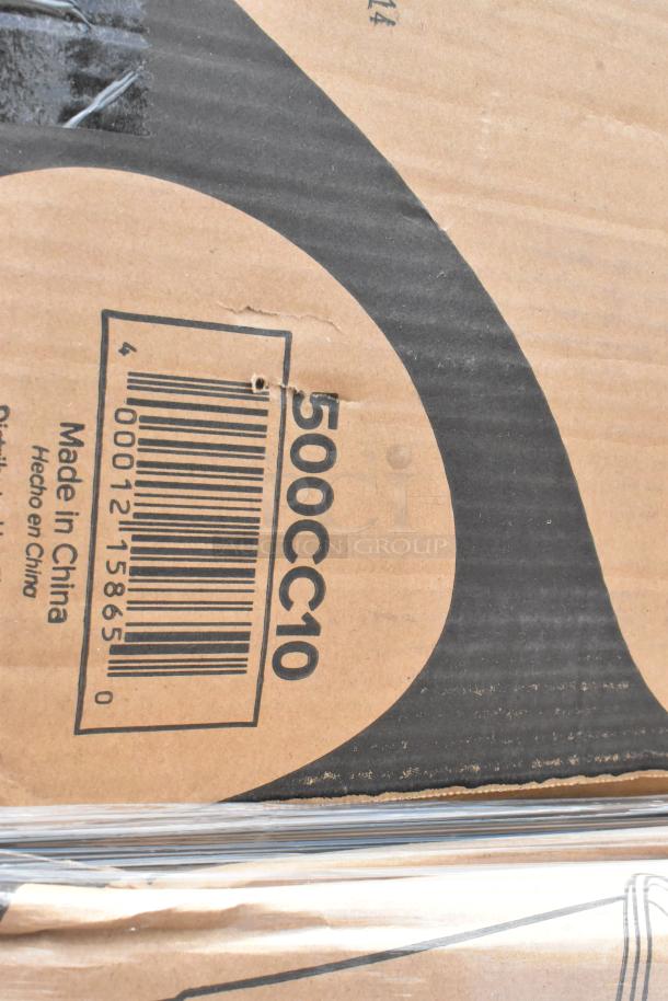 Cardboard box with barcode labeled "500CC10," marked "Made in China." Some wear visible on the box.
