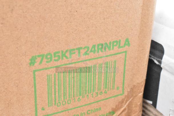 Cardboard box with green text "#795KFT24RNPLA" and a barcode "00016 11364 8" indicating Made in China.