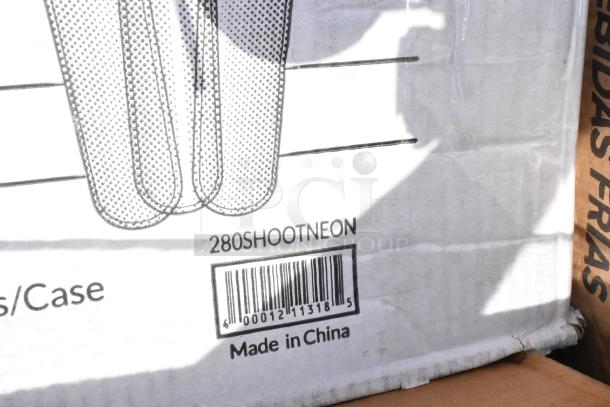 Box labeled “280SHOOTNEON” with barcode and "Made in China" marking. Slight wear visible on packaging.