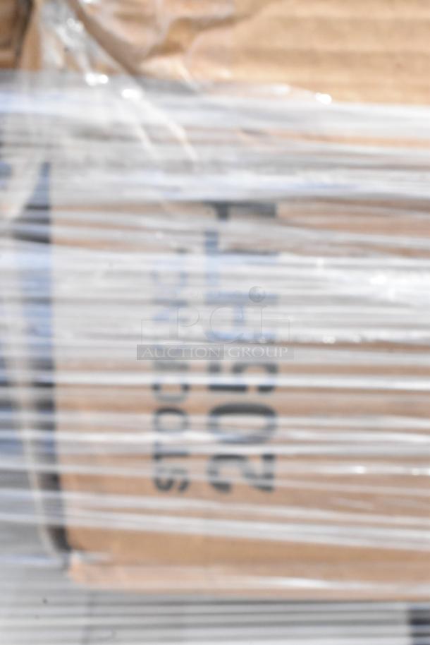 Blurred image of a cardboard box wrapped in plastic. The box shows partial text "STOCK" and "205."