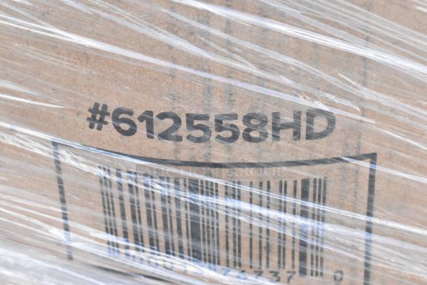 Cardboard box with code #612558HD, wrapped in plastic, and featuring a partially visible barcode.
