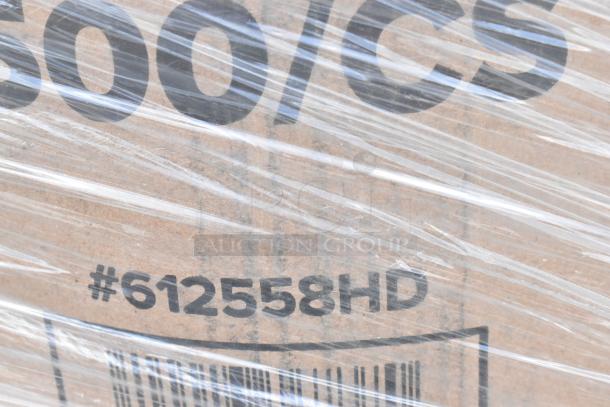 Cardboard box wrapped in plastic with "#612558HD" marking, indicating product number and barcode visible.