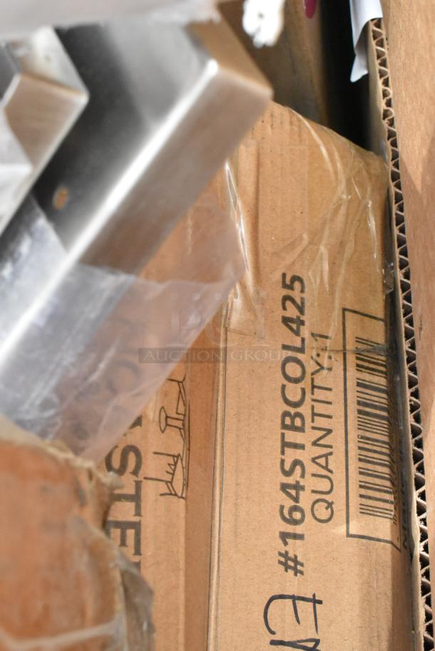 Cardboard box labeled "#164STBCOL425, Quantity: 1" with metal parts and packaging visible, indicating new condition.