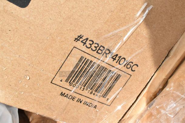 Cardboard box marked #433BR41016C with a barcode and "Made in India." Wrapped in protective plastic.