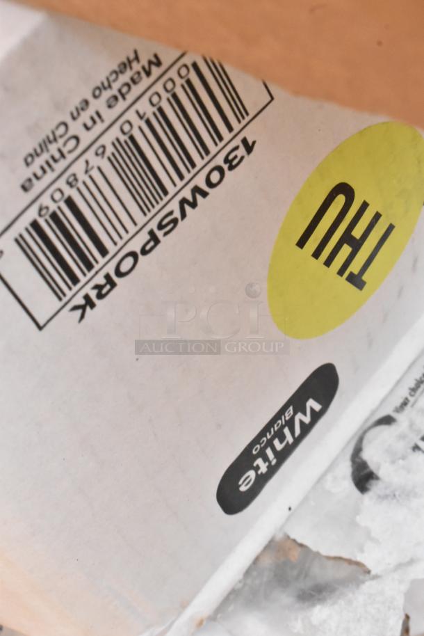 Cardboard box with barcode, "Made in China" text, and yellow sticker marked "THU"; edges show slight wear.