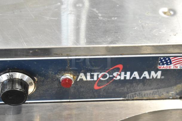 Alto-Shaam warming drawer, stainless steel, thermostat control, "Made in USA" label, good used condition.