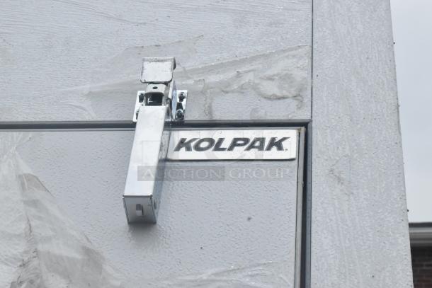Kolpak brand name plate on a walk-in refrigerator swing door. Scratch and dent; may be missing parts.