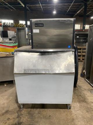 Ice-O-Matic Commercial Stainless Steel Electric Powered Air-Cooled Ice Making Machine Head/Commercial Ice Bin Combo! Energy Star Certified! With Heavy Duty Lift-Open Door! Model: ICE0500FA5 SN: 12091280010419! 115V 1 Phase! On Legs! - Item #1191661
